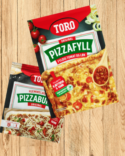 Original pizzabunn og pizzafyll tomat & løk