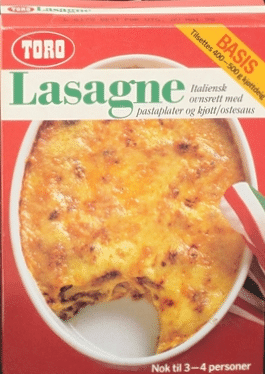 Gammel lasagnepakning TORO