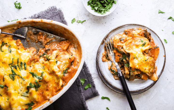 Vegetarlasagne med linser og søtpotet